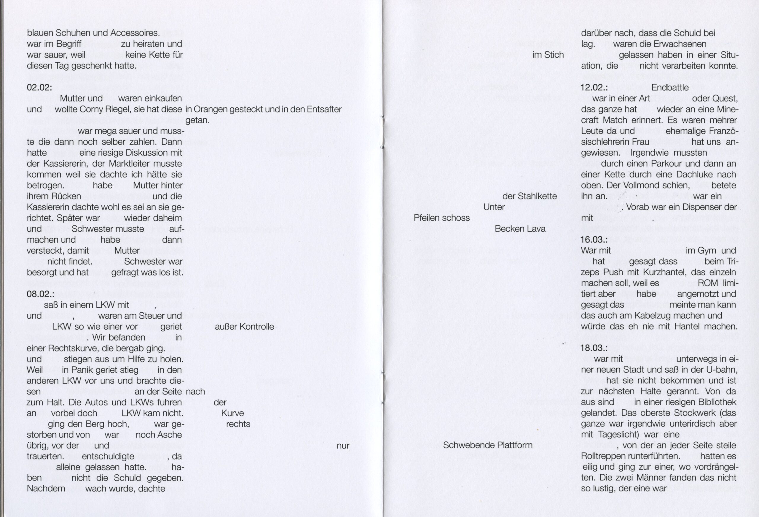 Dreamlog Typografie Buch Träume Zine