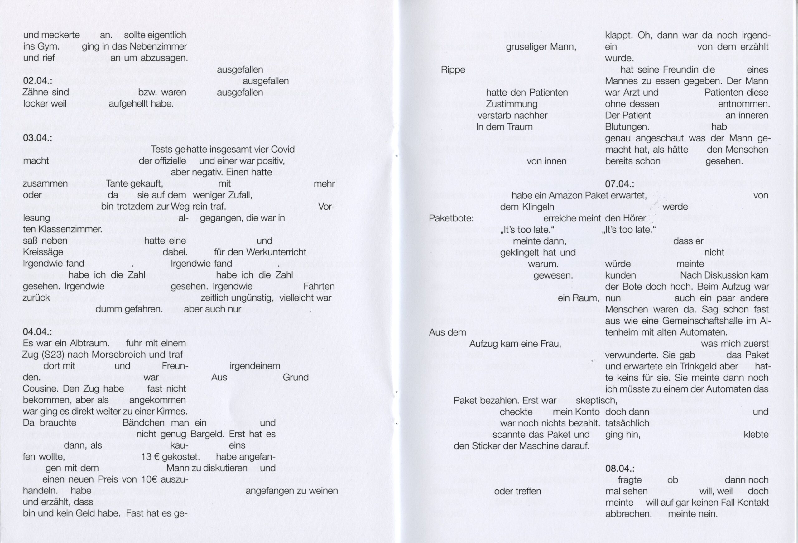 Dreamlog Typografie Buch Träume Zine